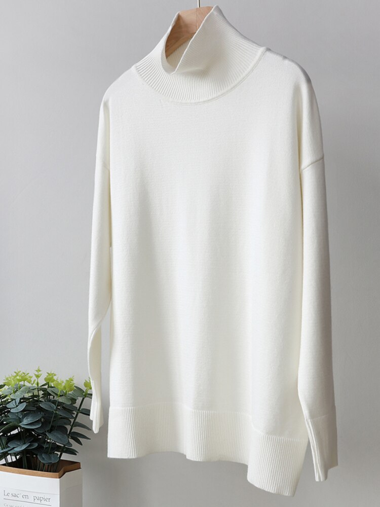 Dames Oversized Gebreide Coltrui Met Lange Mouwen