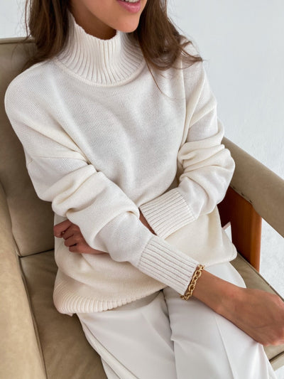 Dames Oversized Gebreide Coltrui Met Lange Mouwen
