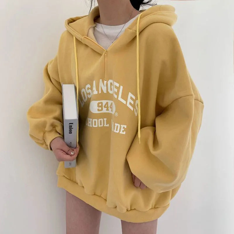Dames Oversized Hoodie Met Los Angeles Print En Zachte Voering