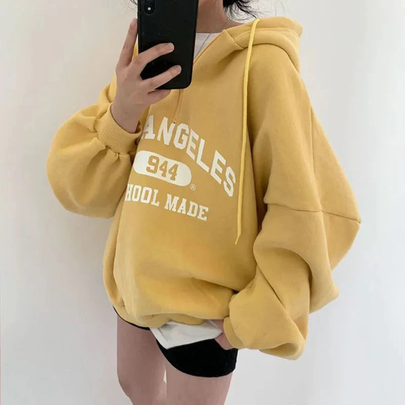 Dames Oversized Hoodie Met Los Angeles Print En Zachte Voering