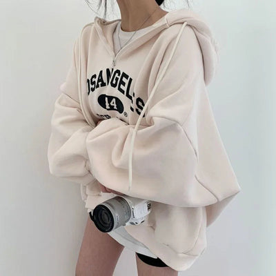 Dames Oversized Hoodie Met Los Angeles Print En Zachte Voering
