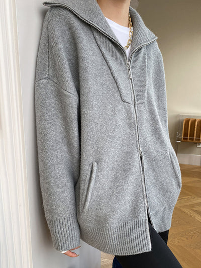 Dames Oversized Gebreide Vest Met Open Kraag En Lange Mouwen