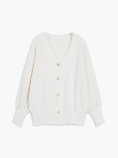 Dames Oversized Gebreid Cardigan Met V-Hals En Knoopsluiting
