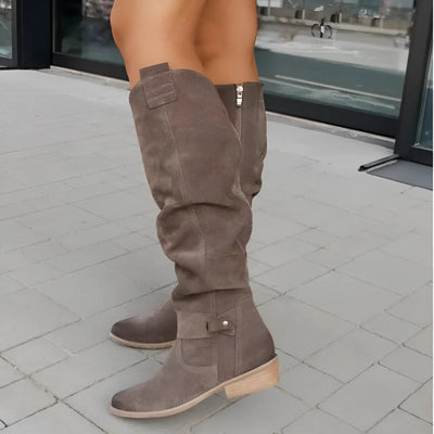 Dames Suède Overknee Laarzen met Rits