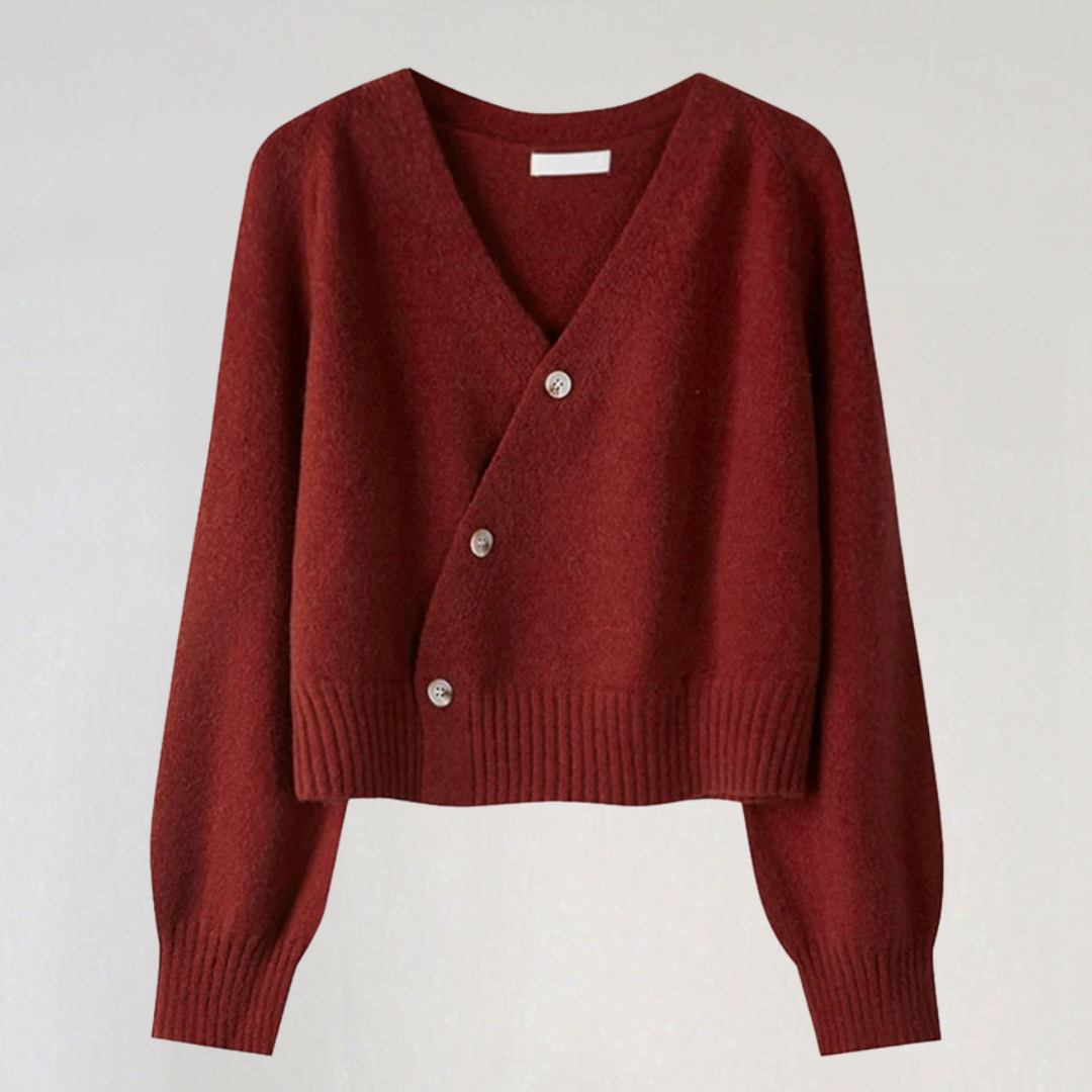 Dames Wollen Vest Met V-Hals En Knoopsluiting