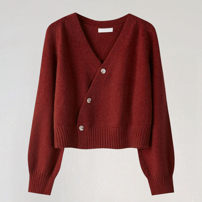 Dames Wollen Vest Met V-Hals En Knoopsluiting