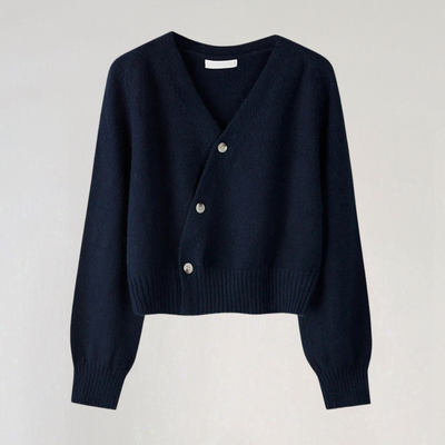 Dames Wollen Vest Met V-Hals En Knoopsluiting