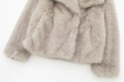 Dames Korte Faux Fur Jas Met Grote Kraag