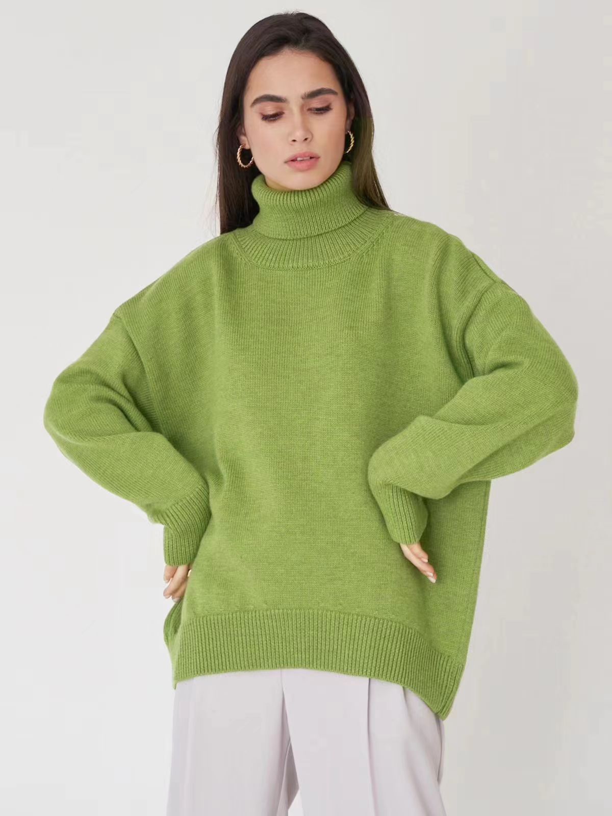 Dames Effen Oversized Coltrui Met Lange Mouwen