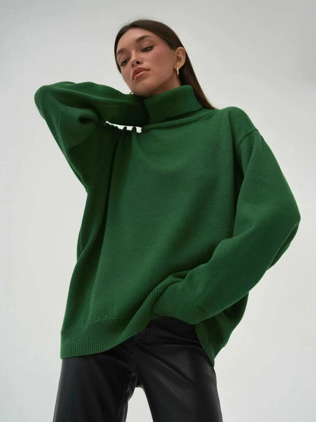Dames Effen Oversized Coltrui Met Lange Mouwen
