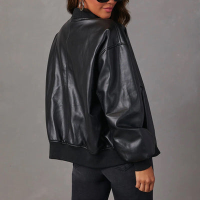 Dames Leren Jasje In Bomberstijl met Rits