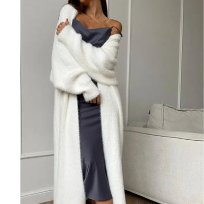 Dames Lang Gebreide Cardigan Met Losse Pasvorm
