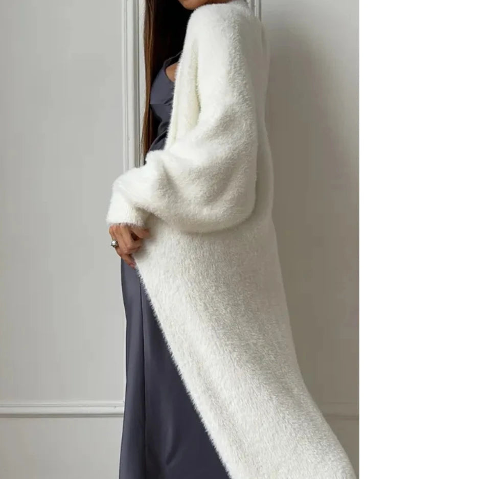 Dames Lang Gebreide Cardigan Met Losse Pasvorm