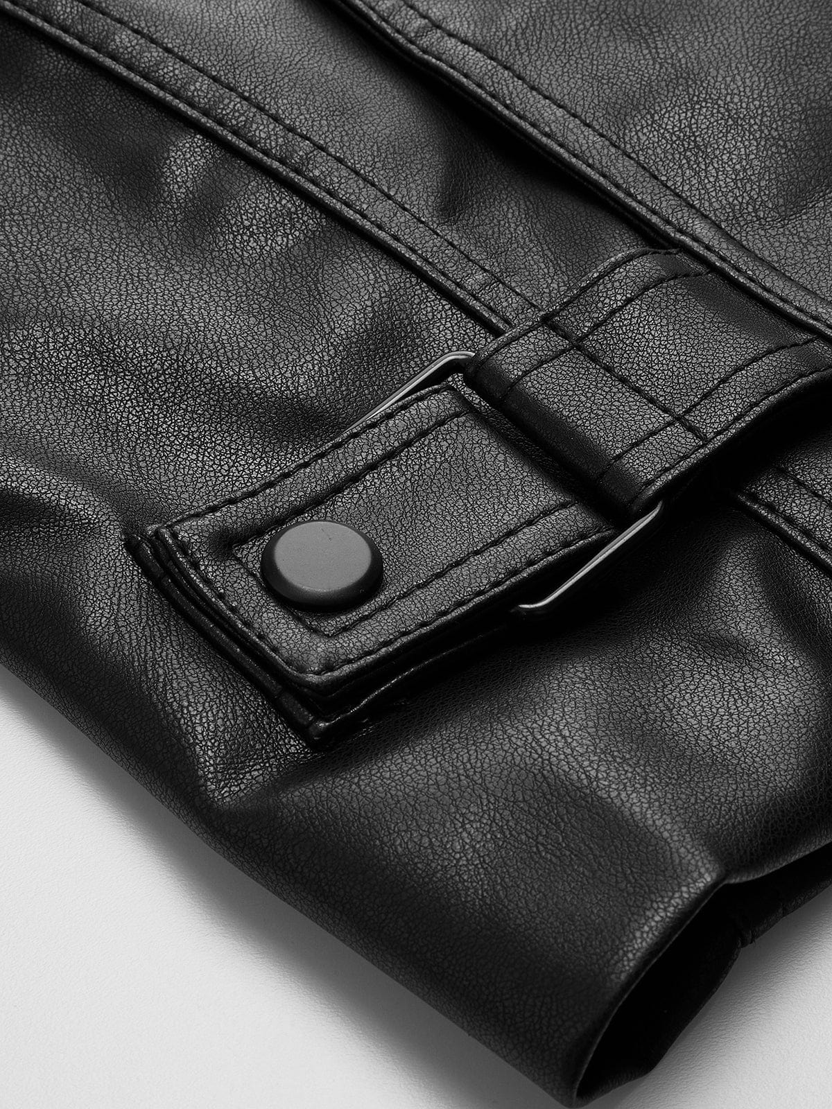 Dames Zwart Imitatieleren Jasje Met Riemdetail En Stoere Look