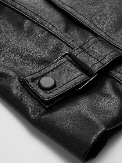 Dames Zwart Imitatieleren Jasje Met Riemdetail En Stoere Look