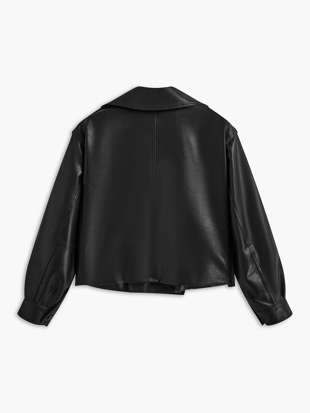 Dames Zwart Imitatieleren Jasje Met Riemdetail En Stoere Look
