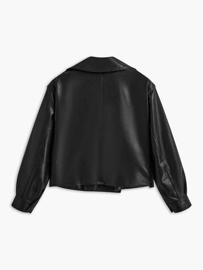 Dames Zwart Imitatieleren Jasje Met Riemdetail En Stoere Look