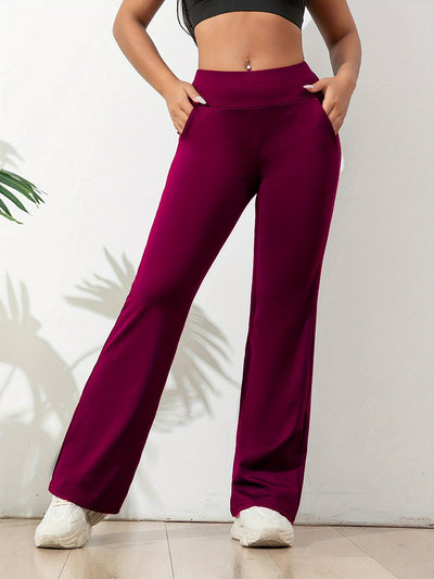 Dames Hoge Taille Sportlegging Met Uitlopende Pijpen En Stretchstof