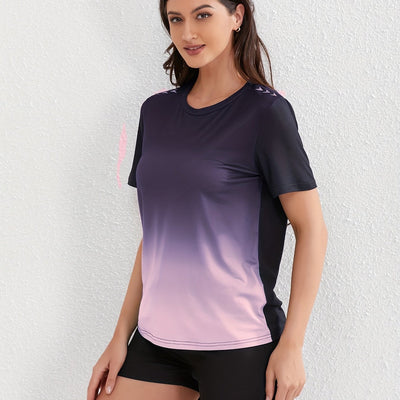 Dames Ademend Sport T-Shirt Met Kleurverloop