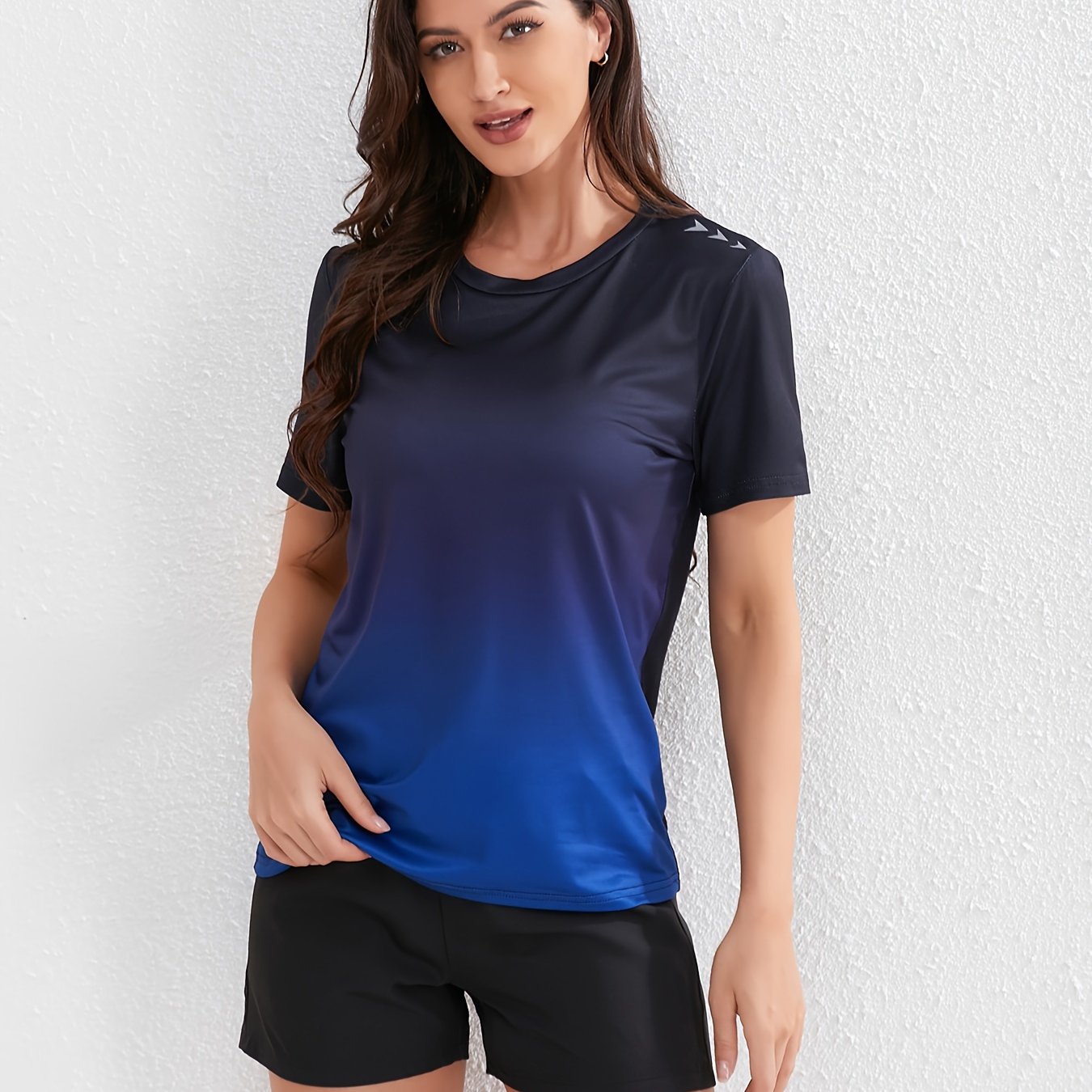 Dames Ademend Sport T-Shirt Met Kleurverloop