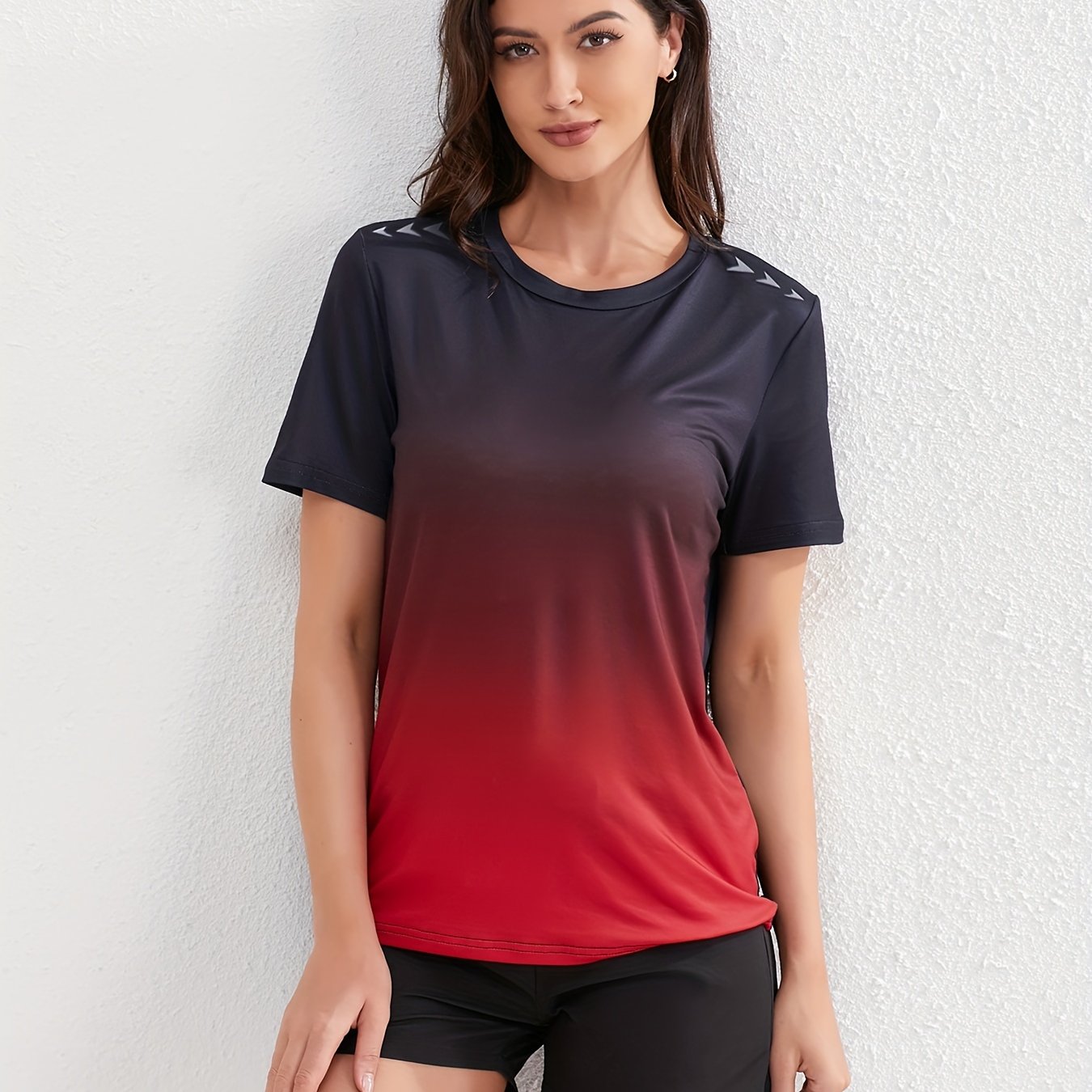Dames Ademend Sport T-Shirt Met Kleurverloop