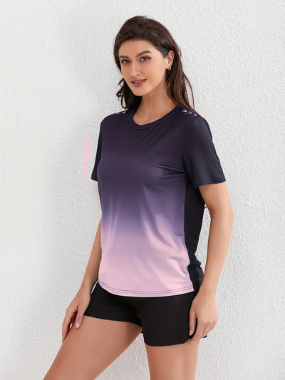 Dames Ademend Sport T-Shirt Met Kleurverloop