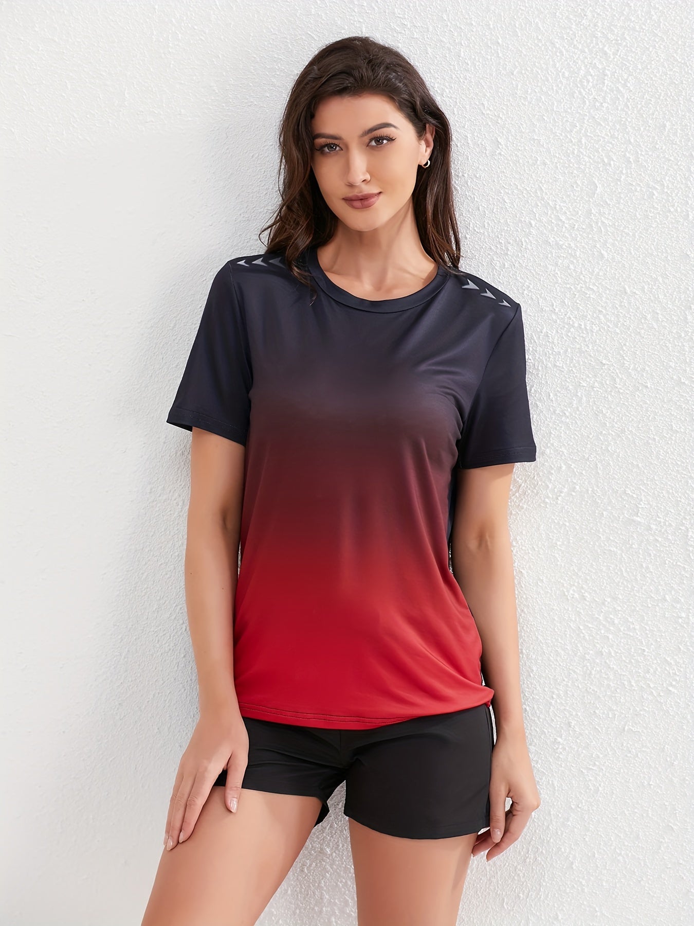 Dames Ademend Sport T-Shirt Met Kleurverloop