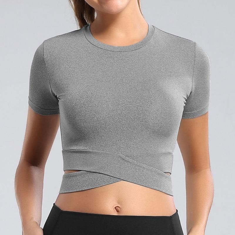 Dames Sport Crop T-Shirt Met Kruisband Detail