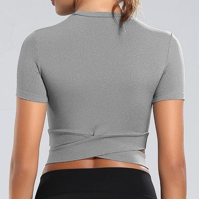 Dames Sport Crop T-Shirt Met Kruisband Detail