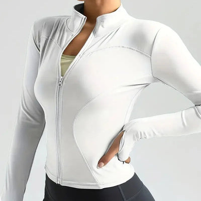 Dames Ademende Sporttrainingsvest Met Rits En Duimgaten