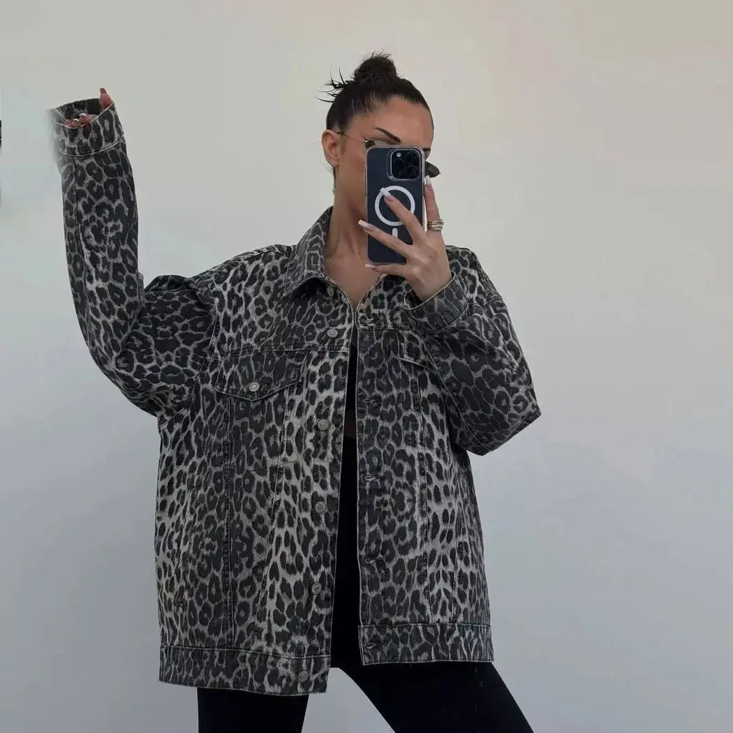 Dames Herfst Jasje Met Luipaardprint En Relaxte Pasvorm