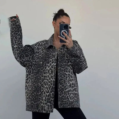 Dames Herfst Jasje Met Luipaardprint En Relaxte Pasvorm