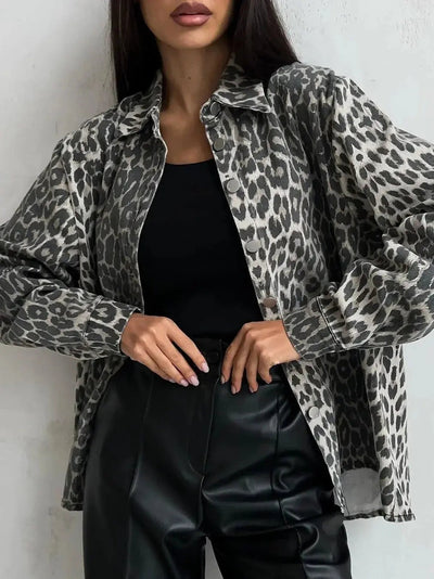 Dames Herfst Jasje Met Luipaardprint En Relaxte Pasvorm