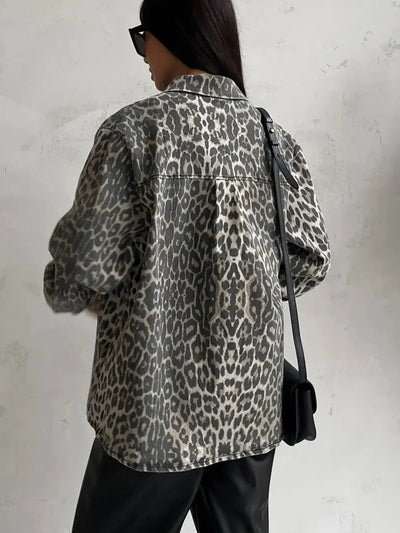 Dames Herfst Jasje Met Luipaardprint En Relaxte Pasvorm