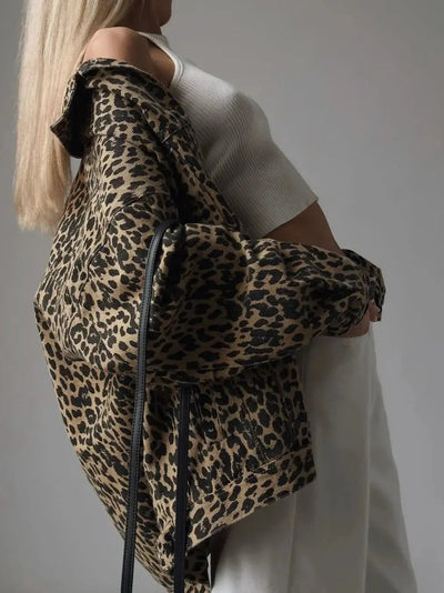 Dames Herfst Jasje Met Luipaardprint En Relaxte Pasvorm