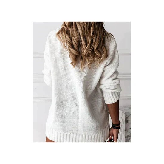 Dames Gebreide Sweater Met Diepe V-Hals En Lange Mouwen