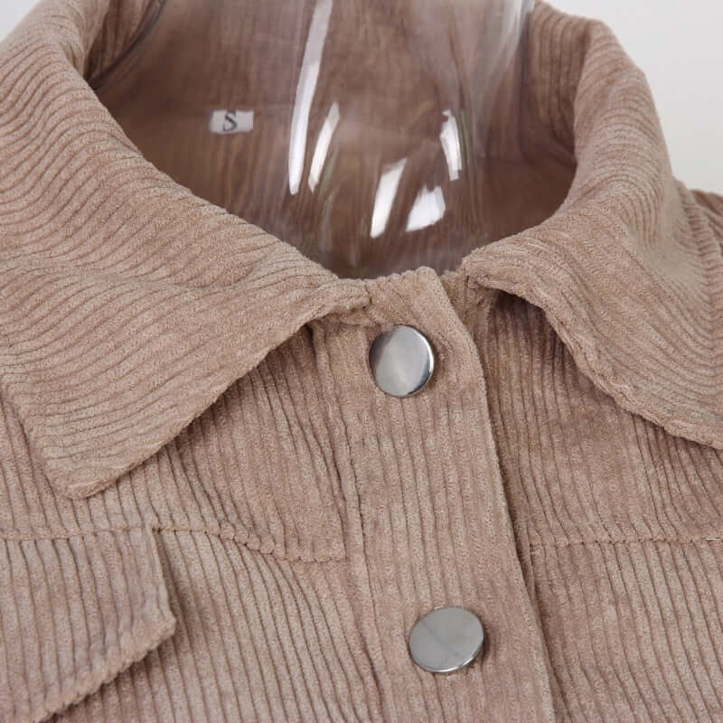 Dames Corduroy Jacket Met Lange Mouwen En Cropped Pasvorm