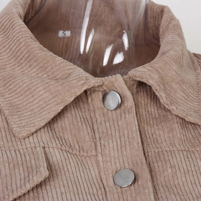 Dames Corduroy Jacket Met Lange Mouwen En Cropped Pasvorm