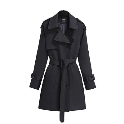 Dames Lange Trenchcoat Met Ceintuur En Dubbele Knopen