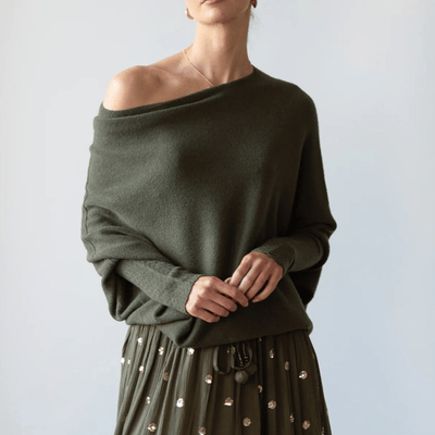 Dames Off Shoulder Trui Met Lange Mouwen En Losse Pasvorm