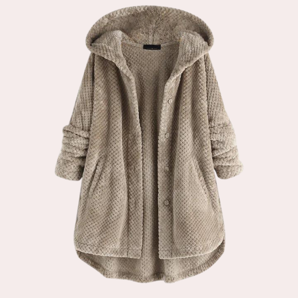Dames Warme Fleece Jas Met Capuchon En Lange Mouwen