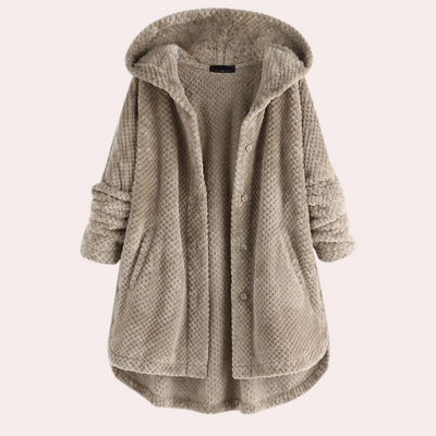 Dames Warme Fleece Jas Met Capuchon En Lange Mouwen