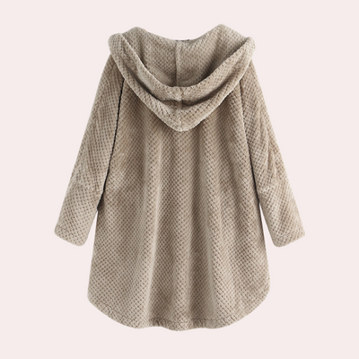 Dames Warme Fleece Jas Met Capuchon En Lange Mouwen