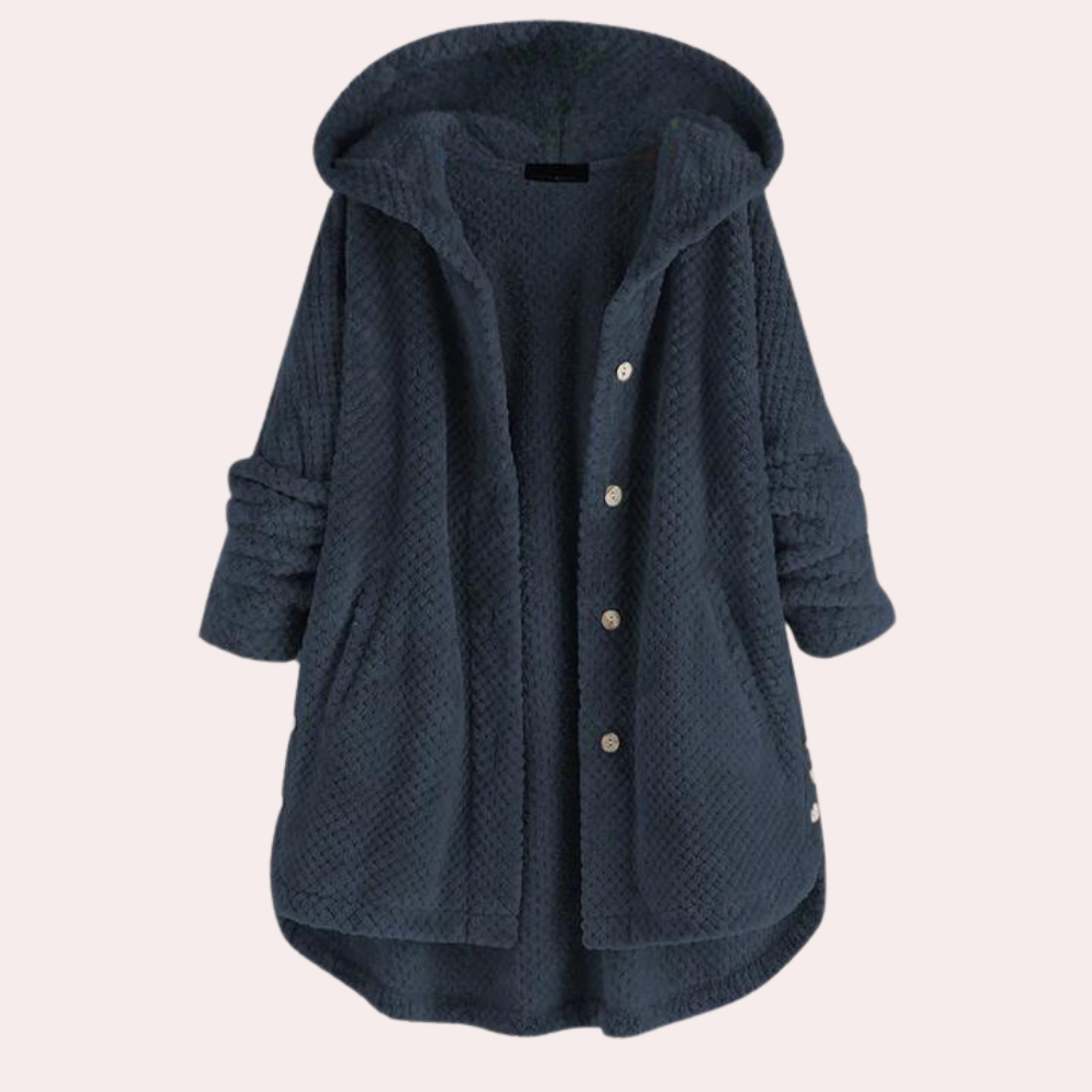 Dames Warme Fleece Jas Met Capuchon En Lange Mouwen
