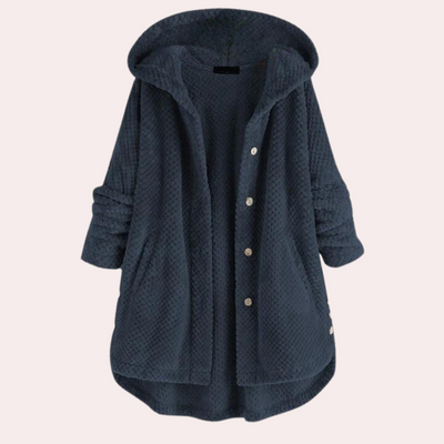 Dames Warme Fleece Jas Met Capuchon En Lange Mouwen