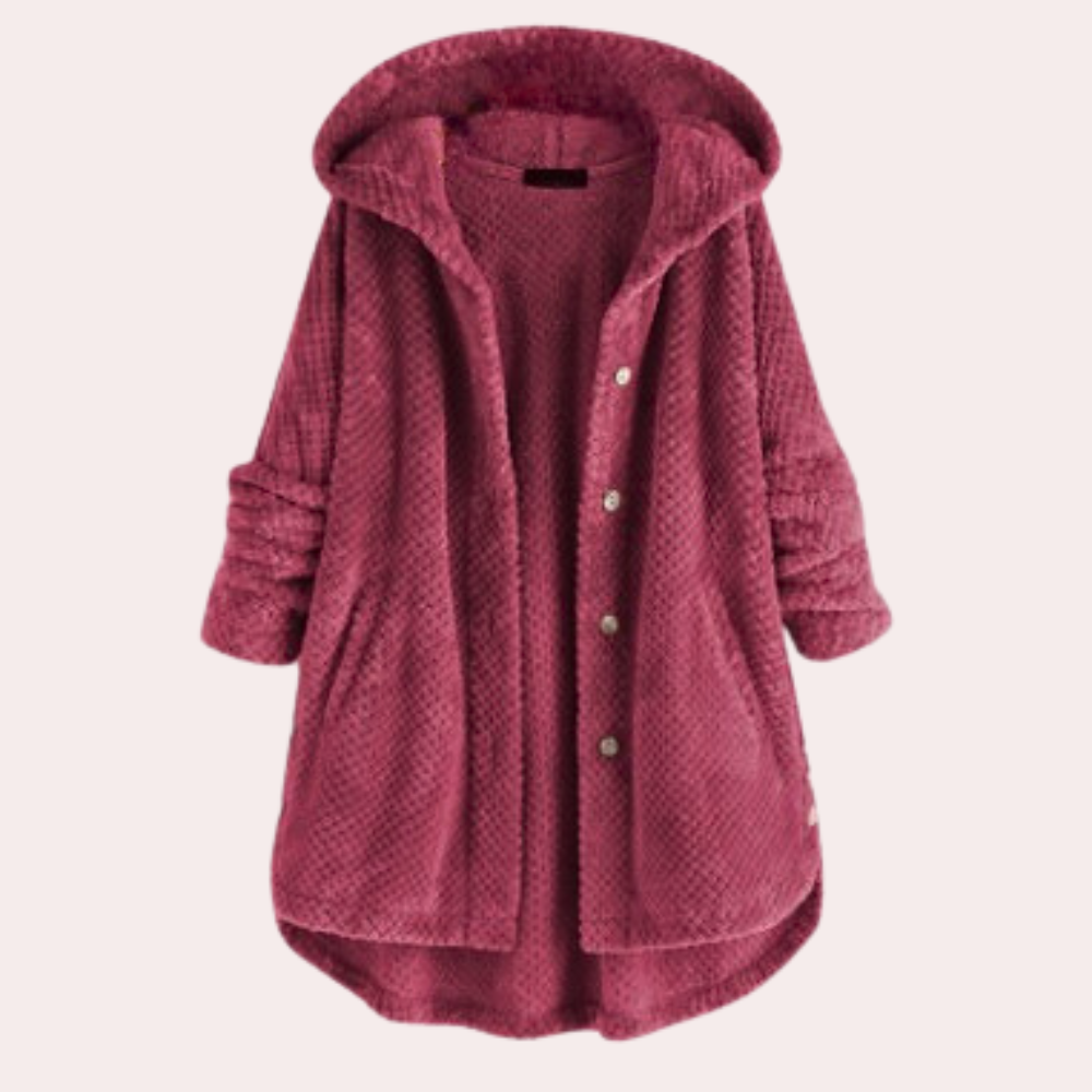 Dames Warme Fleece Jas Met Capuchon En Lange Mouwen