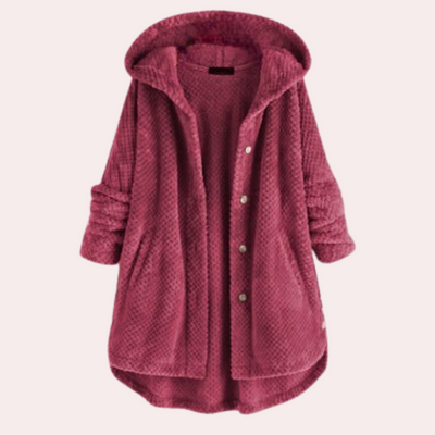 Dames Warme Fleece Jas Met Capuchon En Lange Mouwen