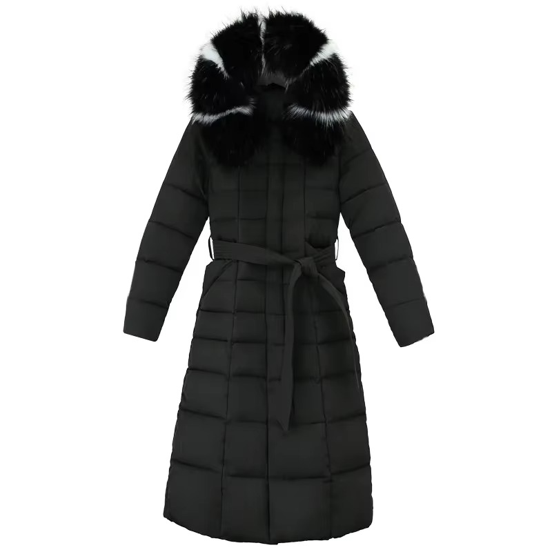 Dames Lange Winterjas Met Bontkraag