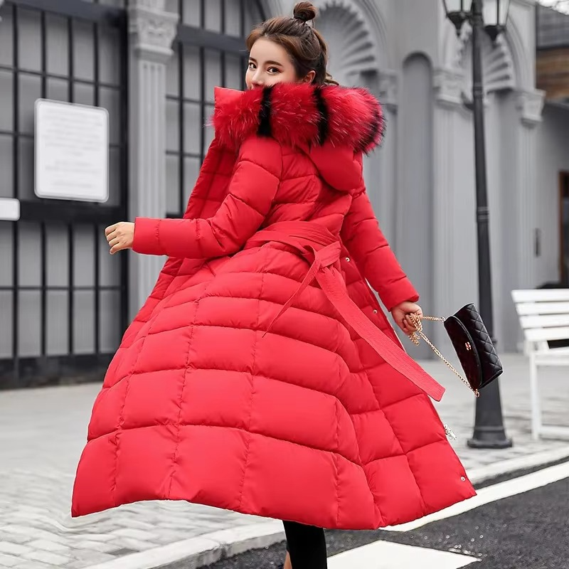 Dames Lange Winterjas Met Bontkraag