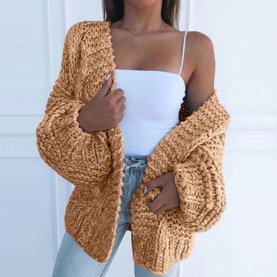 Dames Gebreide Cardigan Met Losse Pasvorm En Dikke Textuur